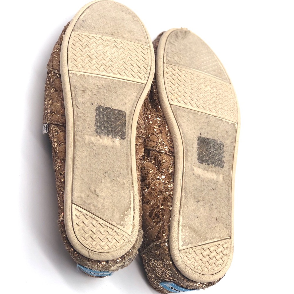 Toms Gold Lace Sequined Slip On Sandals size w7 - Picture 7 of 7